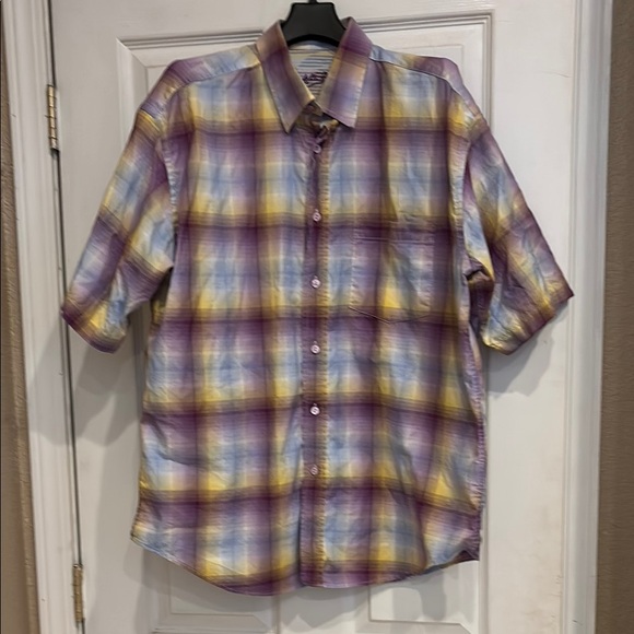 Other - Plaid Men's Shirt in Purple and Yellow